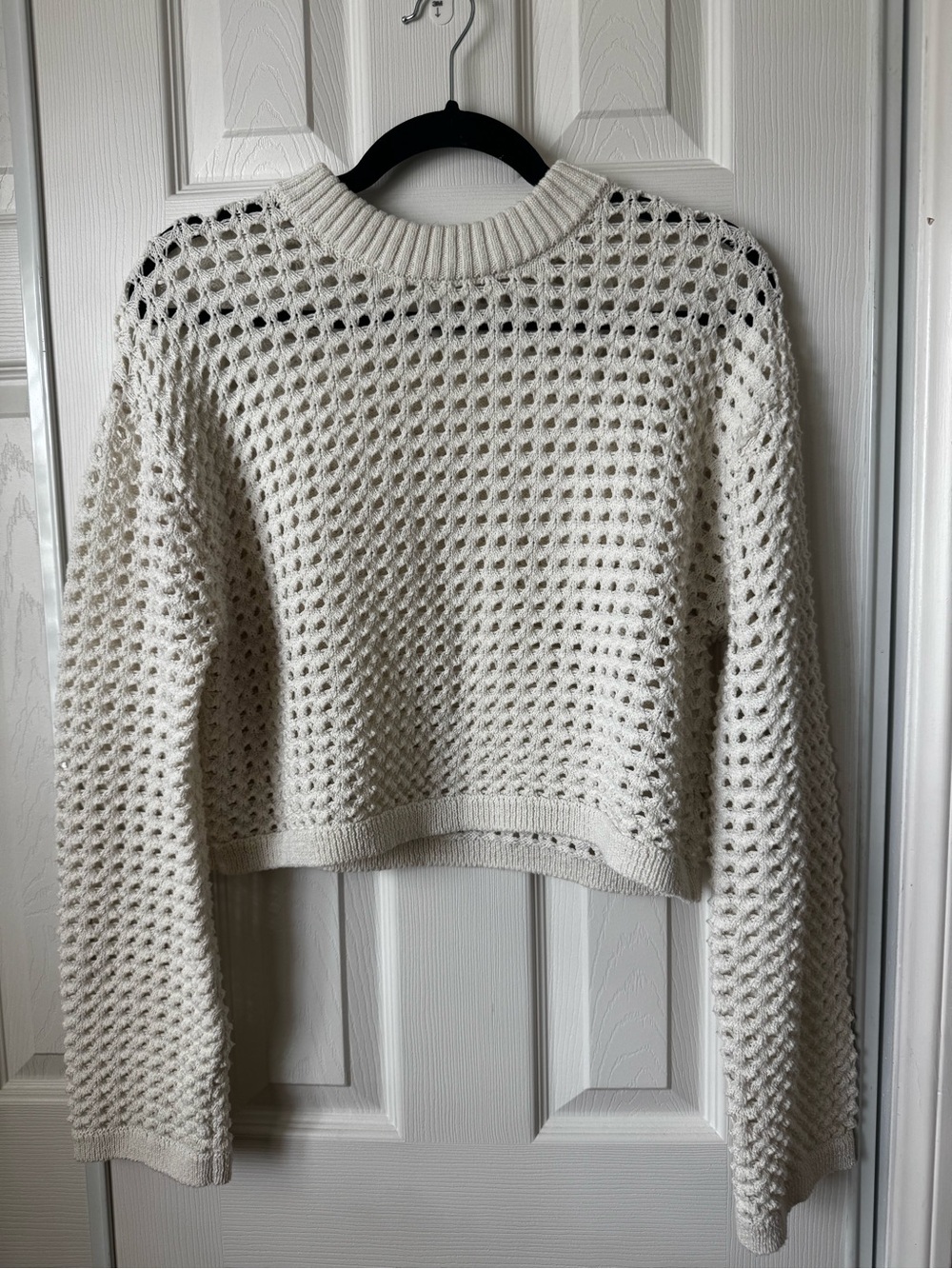 H&M Cream Open-Weave Crewneck Sweater
